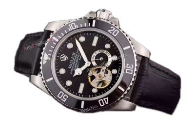 Replica Swiss Rolex Submariner Tourbillon Black Leather Watch - 2016 New